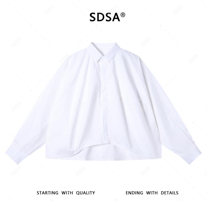 SDSA男士秋冬新款轻奢痞帅男装纯色前短后长设计长袖衬衫宽松衬衣
