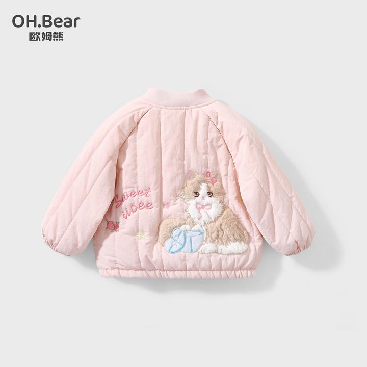 女童夹棉外套秋冬款2025新款宝宝冬季加绒外套小童儿童冬装棒球服