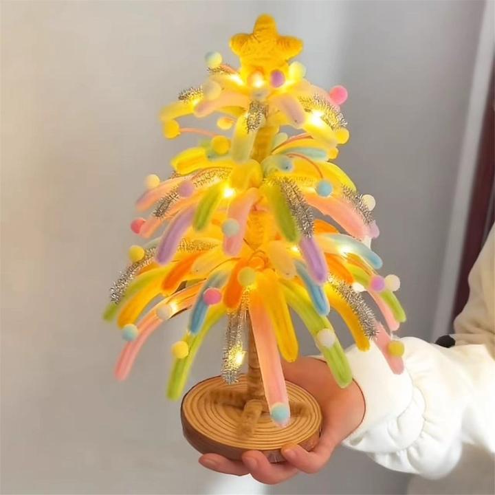 圣诞节扭扭棒烟花圣诞树发光圣诞小夜灯氛围感手工diy摆件创意灯