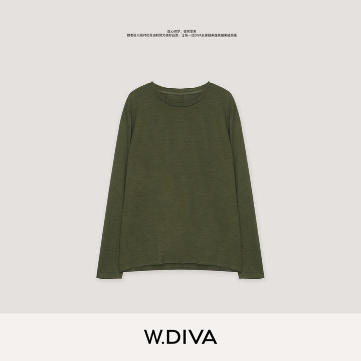 W.Diva【松际】进口澳毛纱线天丝羊毛轻盈裸肤长袖针织衫53T232727