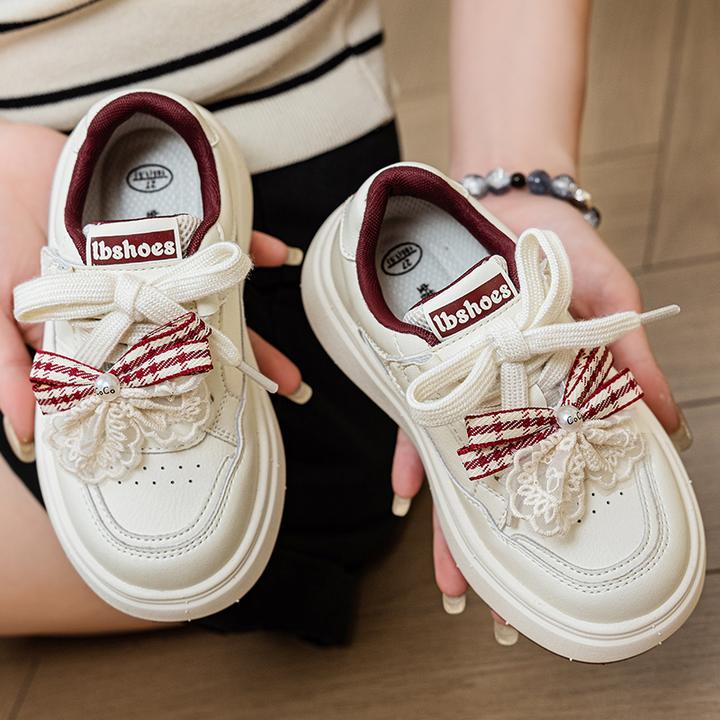 蜡比小星板鞋小白鞋2025新款秋季蝴蝶结软底童鞋轻便休闲鞋单鞋潮
