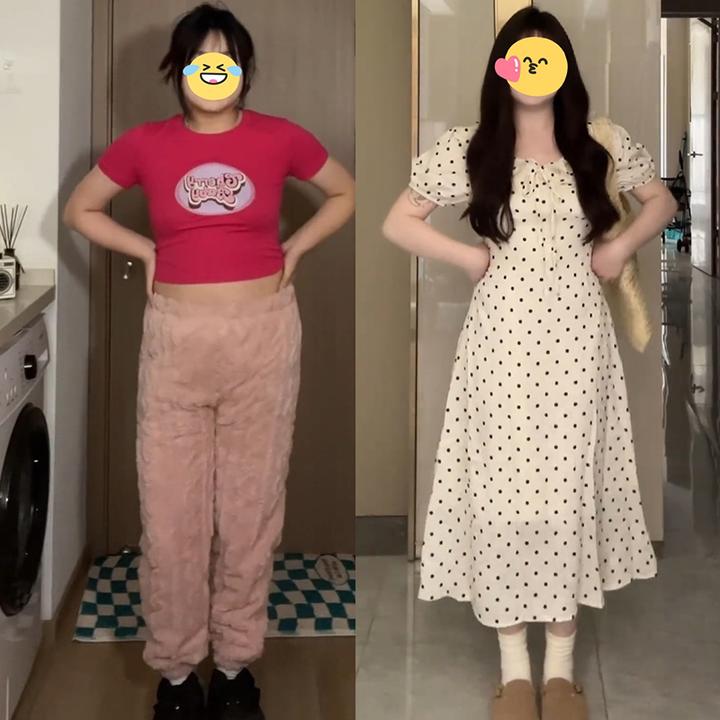 大码波点泡泡袖连衣裙女夏季收腰气质胖MM梨型身材显瘦高级感裙子