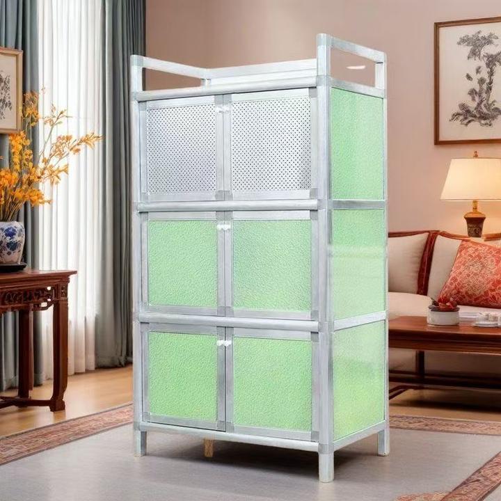 不生锈碗柜厨房橱柜收纳柜铝合金家用储物柜子多功能经济型置物柜