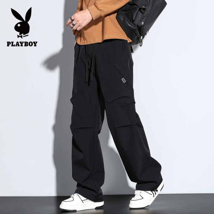 花花公子机能风褶皱设计休闲裤男士秋冬新款户外登山运动冲锋裤子