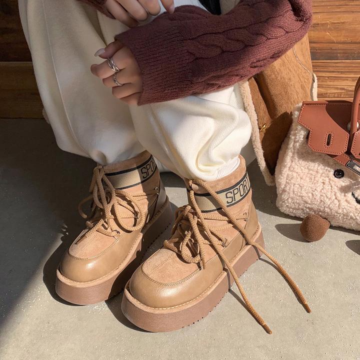 2025冬季超好看棕色雪地靴女加厚保暖短靴爆款百搭厚底棉鞋女韩版