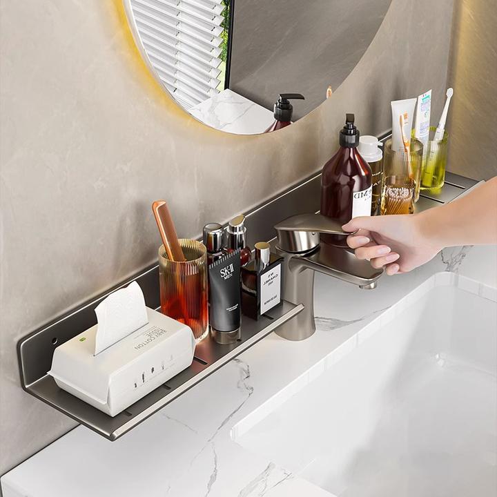 厂家供应酒店卫生间免打孔壁挂式托盘浴室置物架轻奢洗手洗漱台