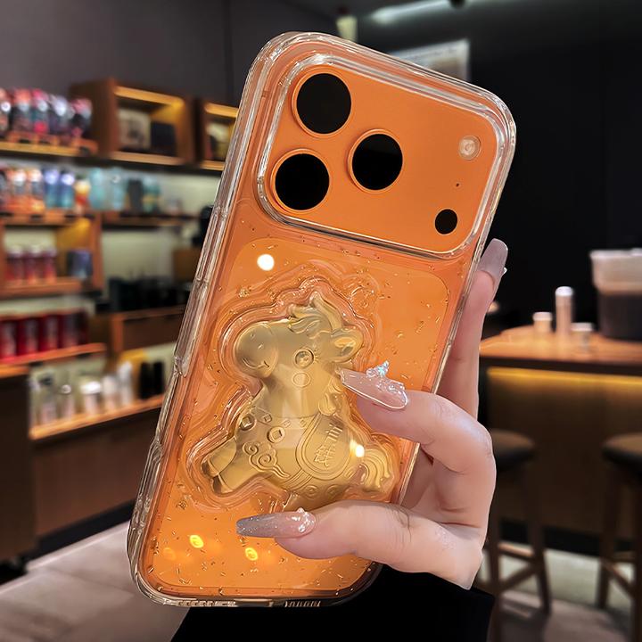 适用苹果17promax手机壳金箔马年iPhone16Pro新款15/14透明13女12