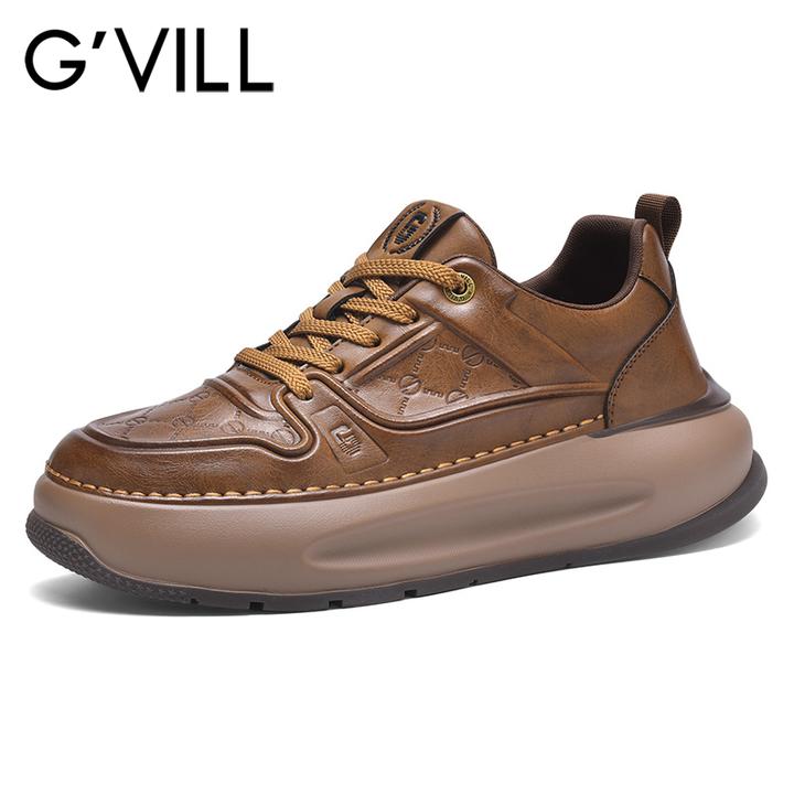 G'VILL/贵之步复古男鞋冬季低帮潮鞋防水休闲皮鞋百搭商务运动鞋