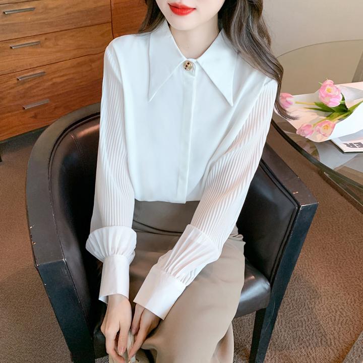 春秋季白色雪纺衬衫爆款女士装2025年新款长袖上衣气质高级感衬衣