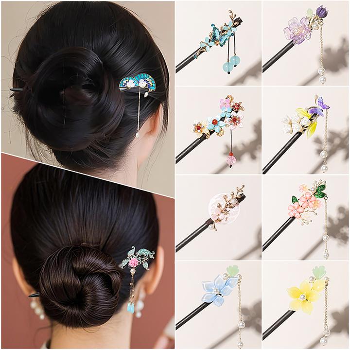 新中式扇形流苏发簪木簪盘头发汉服配饰新中式发钗饰品批发女