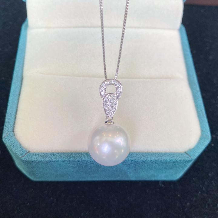 媲美澳白13-14mm爱迪生珍珠吊坠淡水珍珠项链正圆无暇高品质k金