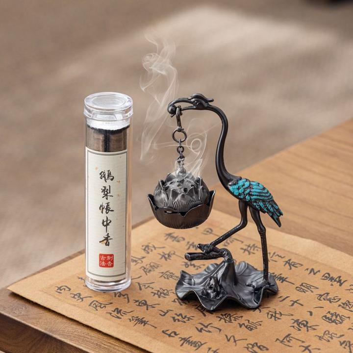爆款仙鹤莲花香炉吊炉创意家用摆件室内迷你小香炉香薰炉合金卧室
