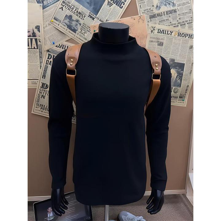 黑色半高领长袖t恤男秋冬季cleanfit内搭打底衫加绒加厚保暖上衣