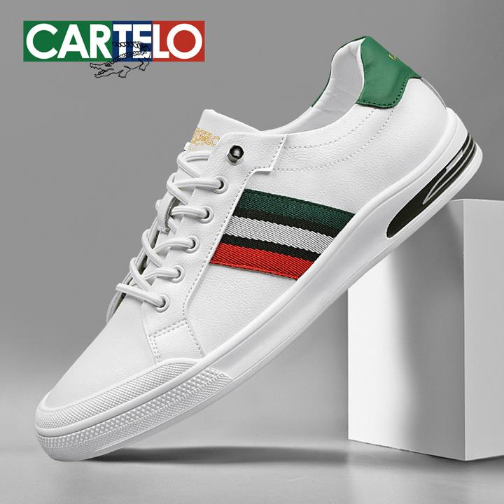 卡帝乐鳄鱼休闲男鞋秋冬潮流时尚白色小白鞋透气真皮板鞋潮鞋男士
