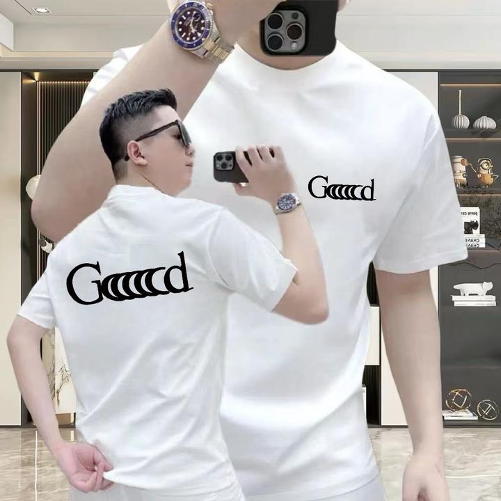 男士简约百搭短袖T恤潮流修身休闲春夏季印花体恤上衣