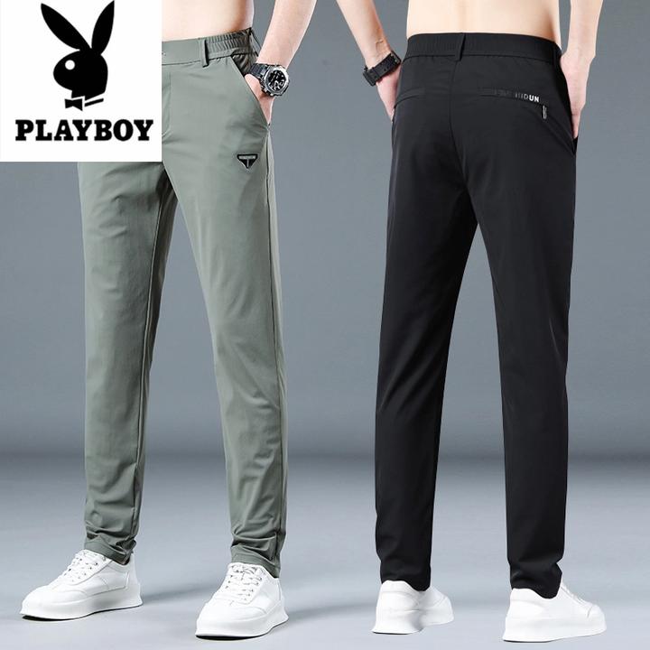 花花公子高档速干百搭裤男爆款2025夏季薄款直筒男士休闲灰色长裤