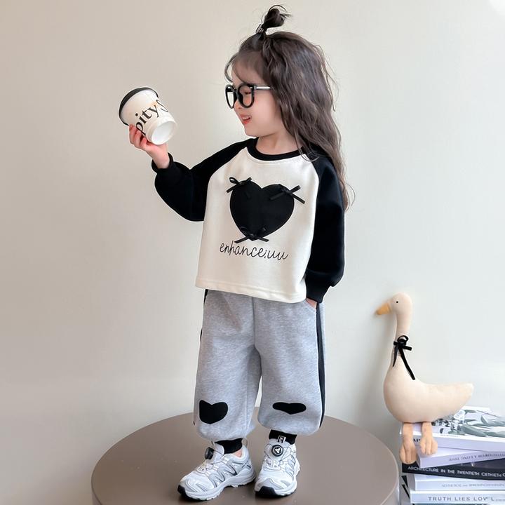 女童春装套装2025新款洋气时髦儿童长袖衣服女宝宝春秋休闲两件套