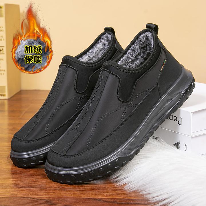 意迪森男鞋冬季加厚防寒加绒棉靴软底中老年休闲爸爸鞋防滑老人鞋