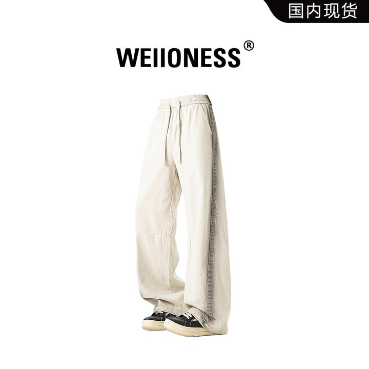 WEIIONESS美式休闲裤男士秋季直筒裤渐变扎染高级感男士宽松长裤