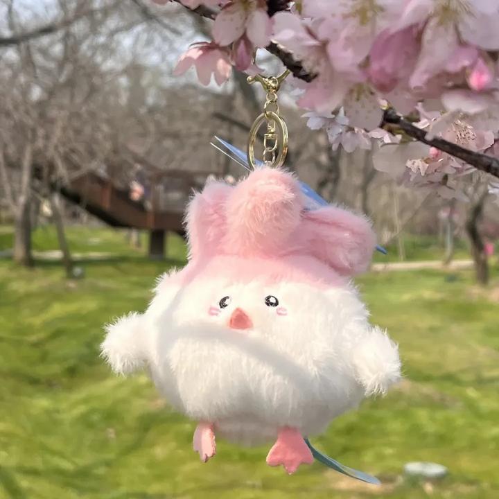 樱花蒜鸟粉色发声玩偶纪念品毛绒公仔2025年新款可爱卡通小鸟挂饰