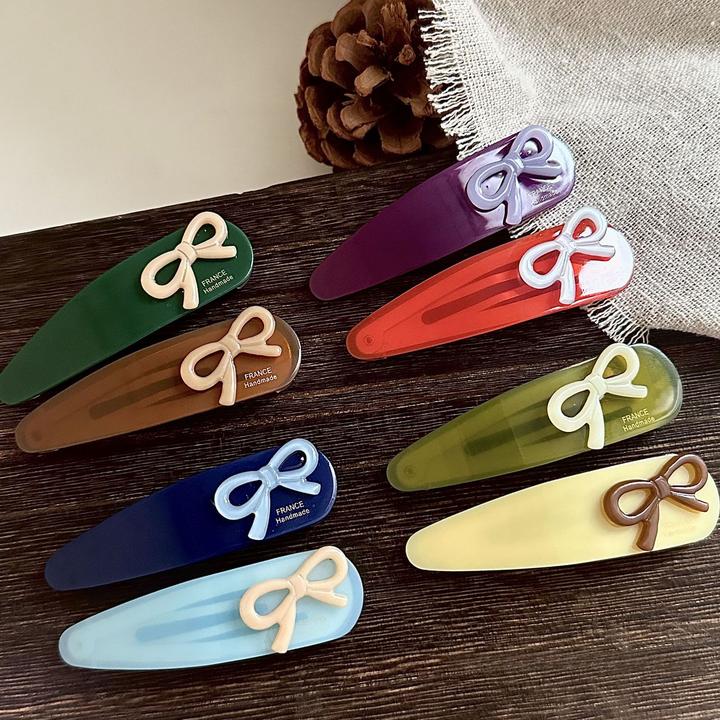 夏日马卡龙色系撞色蝴蝶结发夹侧边夹bb夹金标三发马妈妈盘发发饰