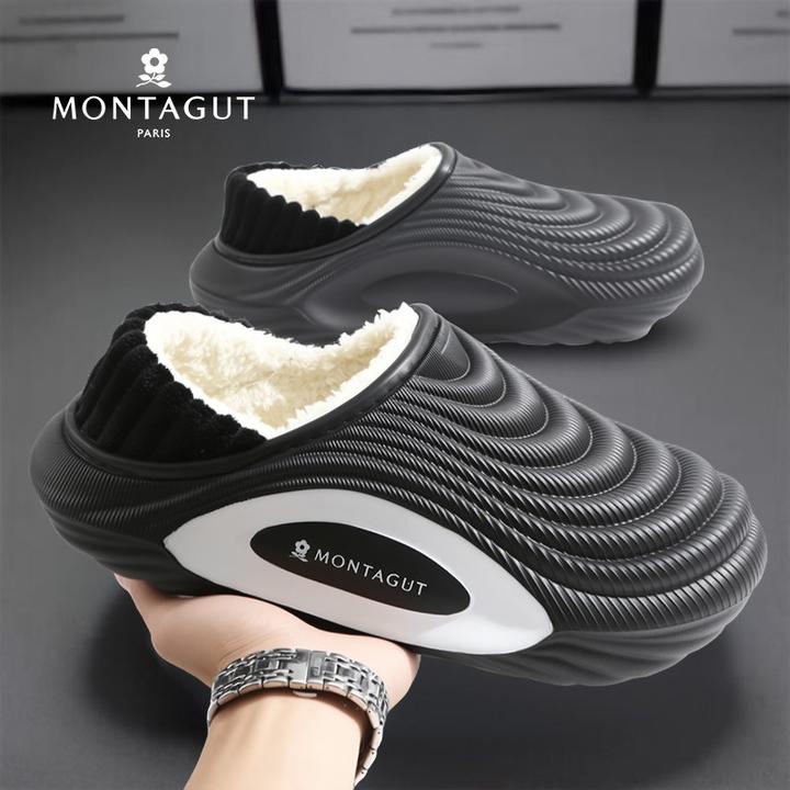 Montagut/梦特娇冬季棉鞋男女款厚底防水防滑保暖情侣两穿棉拖鞋