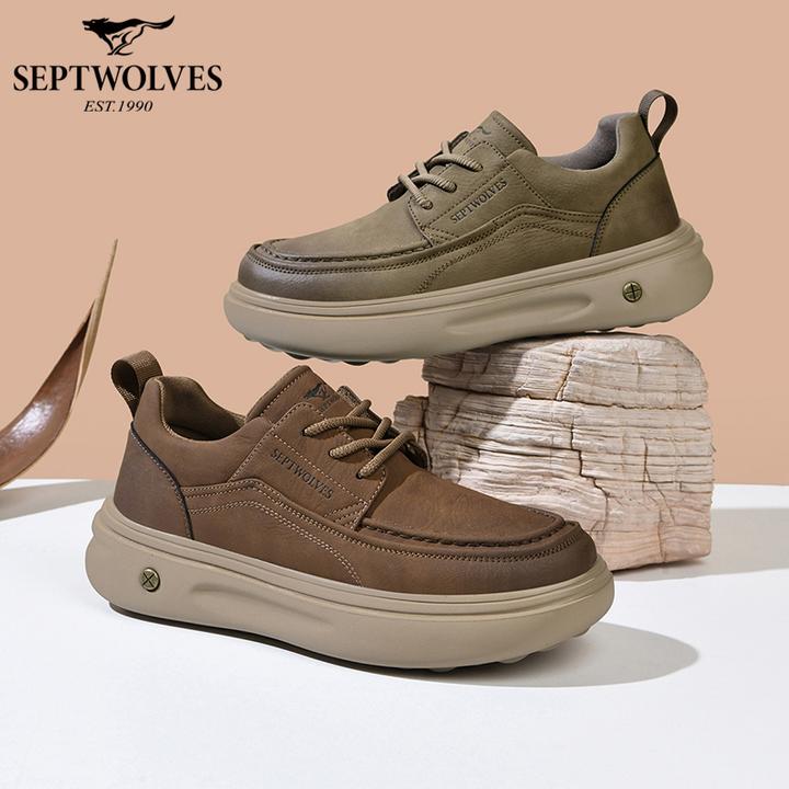七匹狼男鞋2025新款秋冬质感时尚复古增高休闲鞋耐磨百搭男士皮鞋