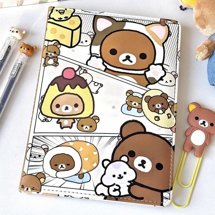 25新款轻松熊A5活页本皮质笔记本高颜值可爱卡通学生记事本日记本