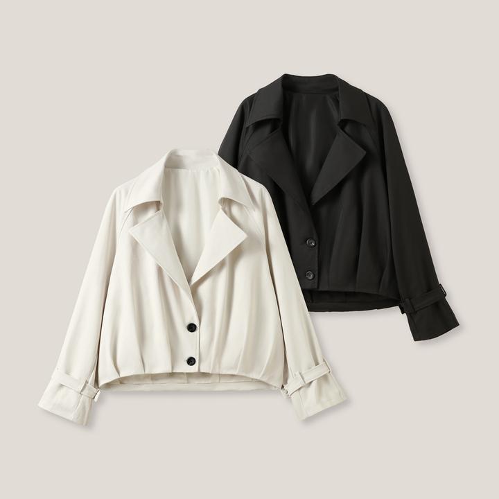 “小岛微风”经典设计短款西装V领夹克风衣SS26372