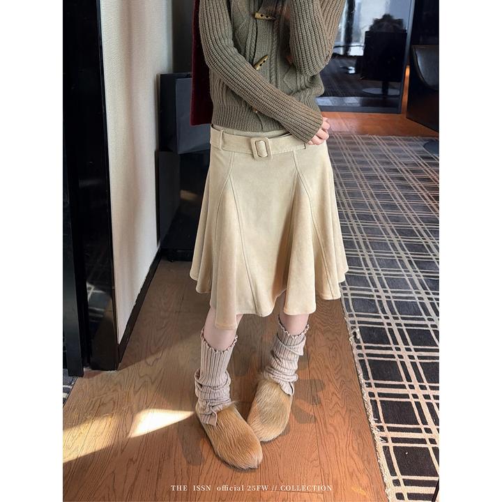THEISSN宁司 低腰a字半身裙女冬季大摆宽松伞裙 01876