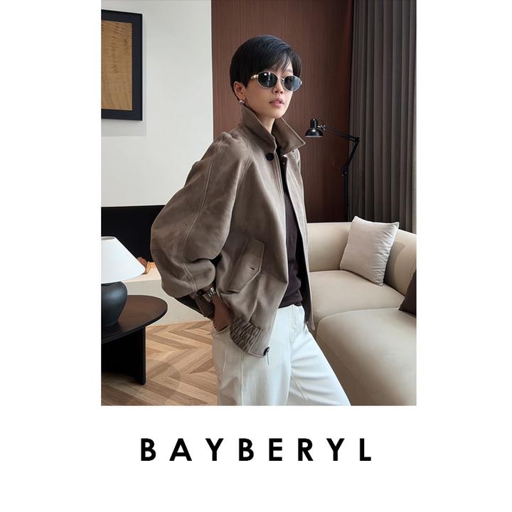 CC10-BAYBERYL老贝比亚*翻领插肩袖休闲翻领时尚25秋皮衣PY5F2004