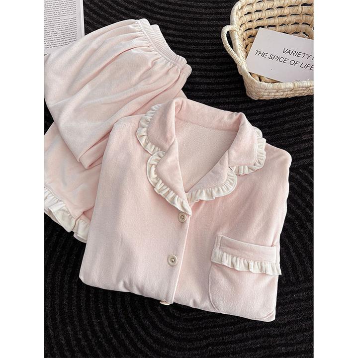 睡衣女款秋冬季磨毛德绒加厚加绒2025新款甜美风高级感家居服冬天