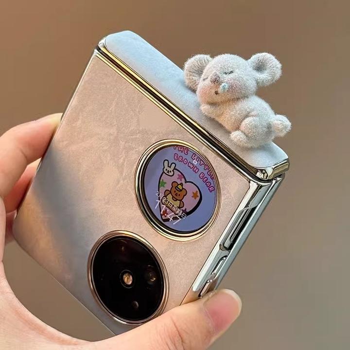 适用华为Nova Flip S折叠屏手机壳中轴电镀蓝色考拉爆款女保护套