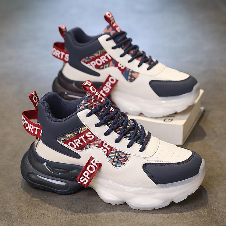 男鞋秋季新款气垫减震跑步运动鞋男士工作休闲百搭厚底增高潮鞋子