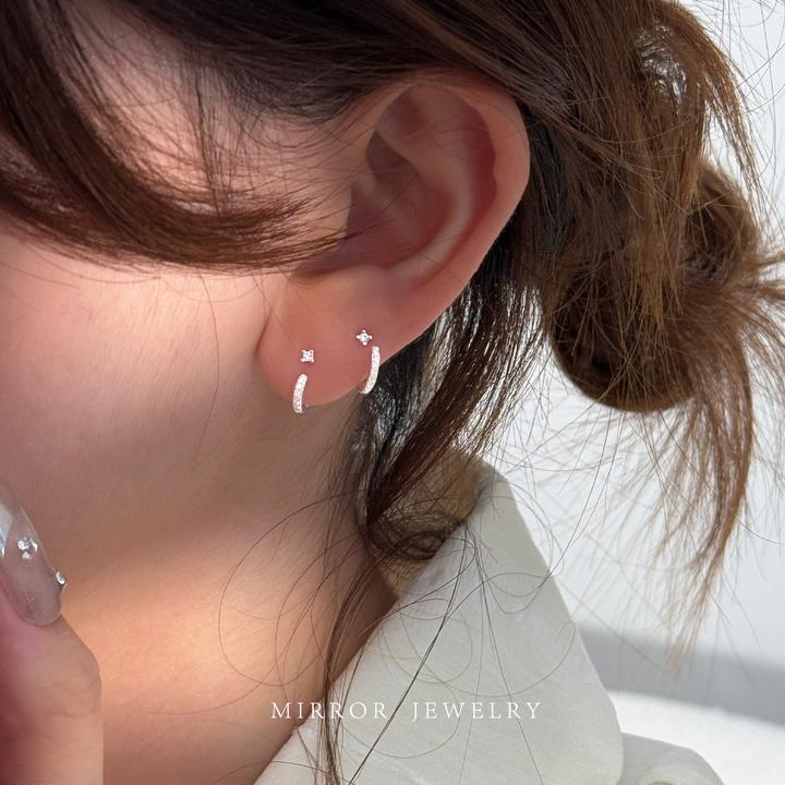 小麋人 足银耳饰 CE9594简约闪亮C形耳钩女耳环耳饰个性文艺潮