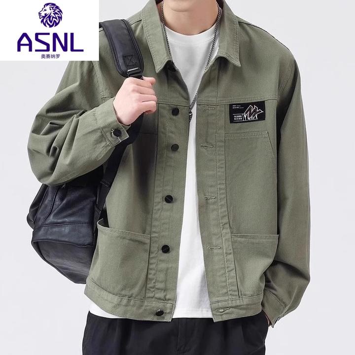 奥赛纳罗宽松型潮流夹克宽松方领工装男工装风秋装外套男士