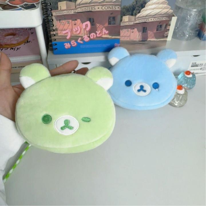 蓝轻松熊包卡通可爱毛绒挂脖包搞怪表情耳机包家庭一次性内裤被子