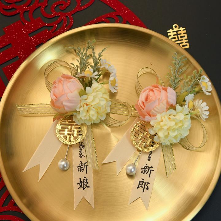 新款结婚胸花别针伴郎伴娘胸花新郎新娘高档婚礼襟花父母森系手花