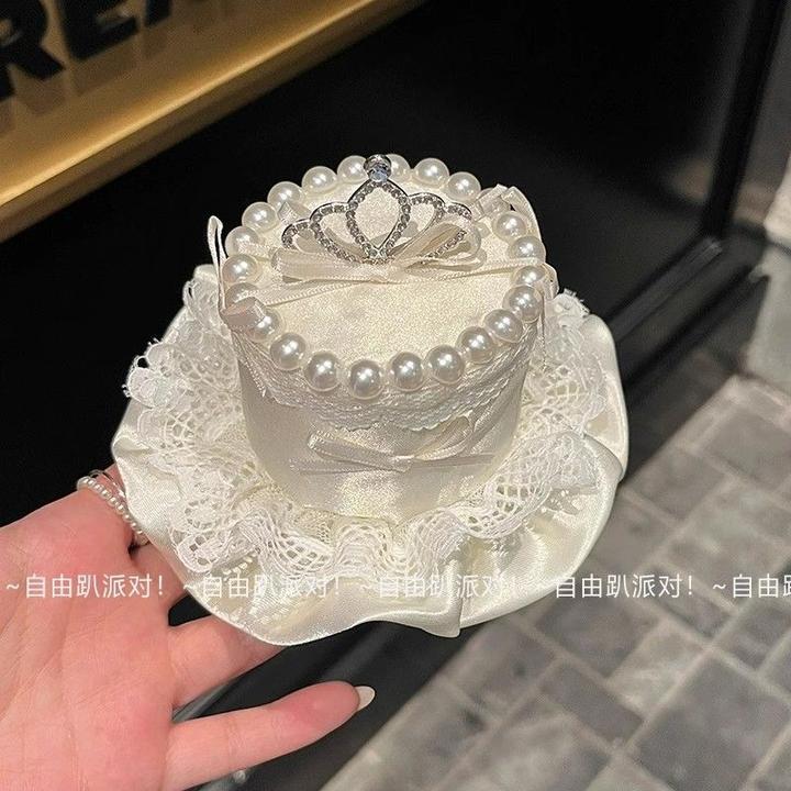少女生日蛋糕皇冠甜系公主白色粉色帽子发箍发夹拍照头饰
