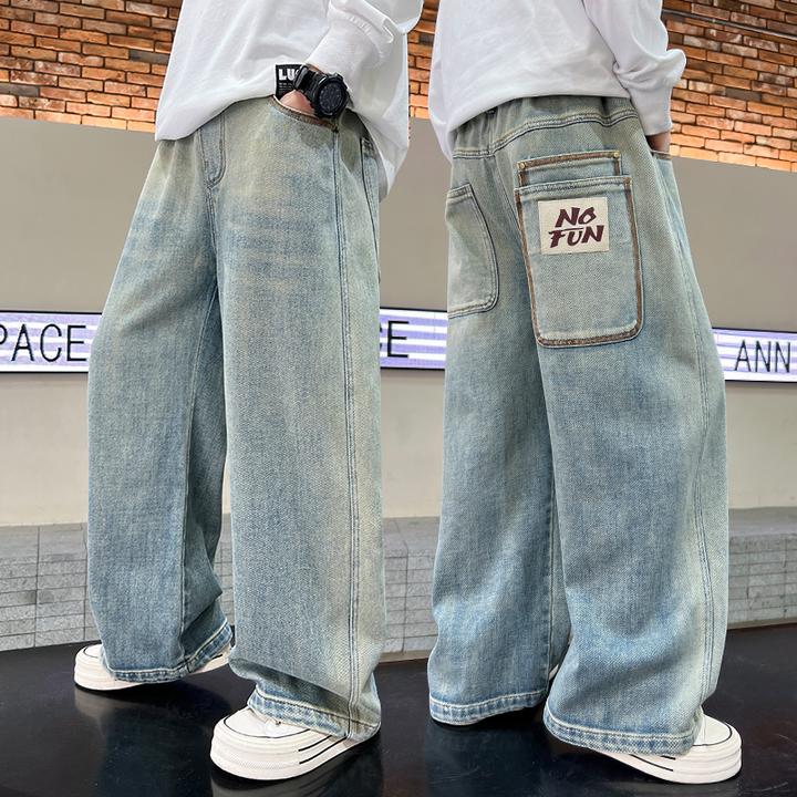 男童牛仔裤春季2025新款儿童韩版长裤大童复古洋气裤子男孩休闲裤