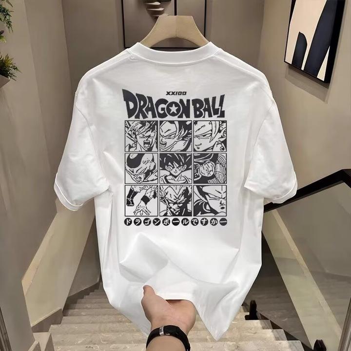 短袖男夏季几何圆领vintageT恤男宽松半袖上衣休闲网红潮流百搭