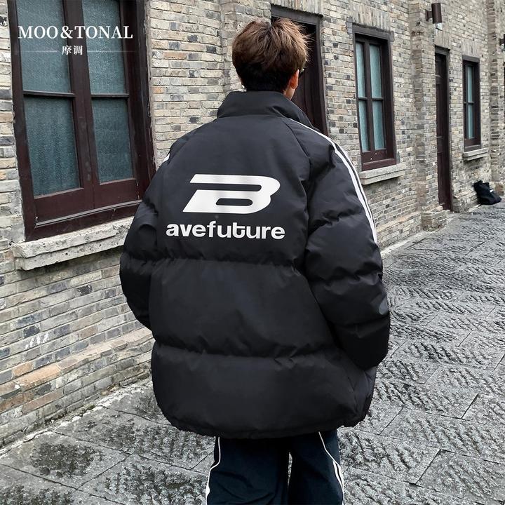 美式高街立领棉服男款冬季青少年短款棉衣外套潮牌保暖加厚面包服