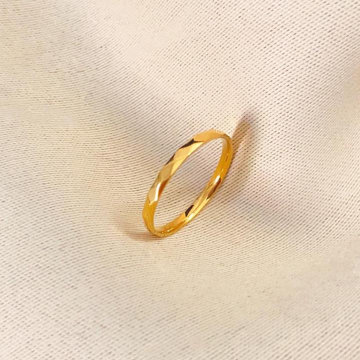 钛钢戒指 金色钛钢菱形女小众设计食指尾戒情侣对戒女简约轻奢