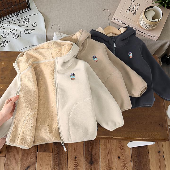 巴拉可儿男童加绒厚外套2025春秋季新款儿童奥粒绒拉链开衫摇粒绒