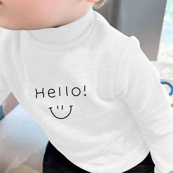 儿童新款德绒秋冬贴身打底衫男童磨毛时髦中小童半高领领外穿T恤