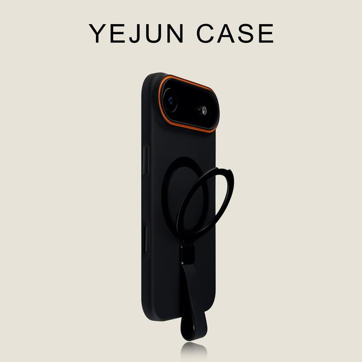 适用iphone17手机壳黑色挂绳支架苹果17promax肤感磁吸防摔15Air