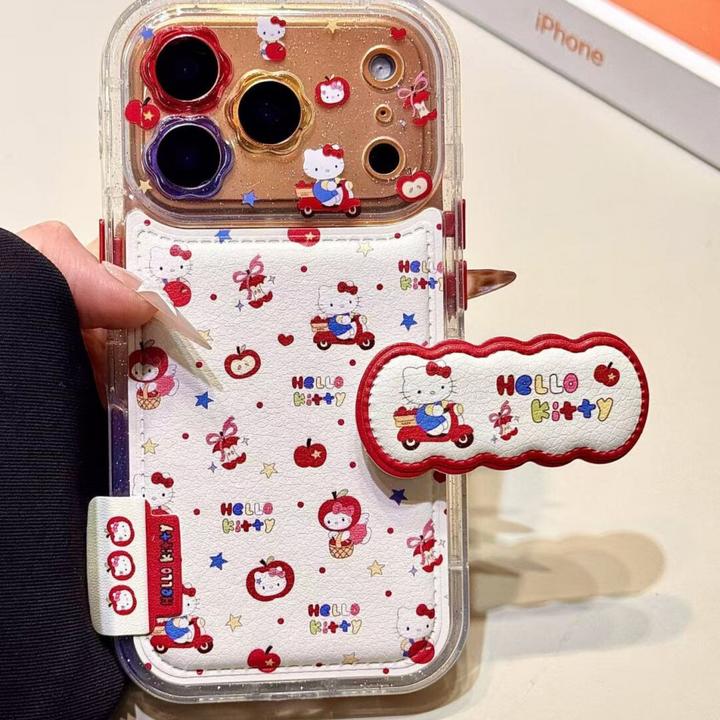 卡通可爱苹果骑车猫咪折叠支架适用苹果17promax手机壳15/14防摔