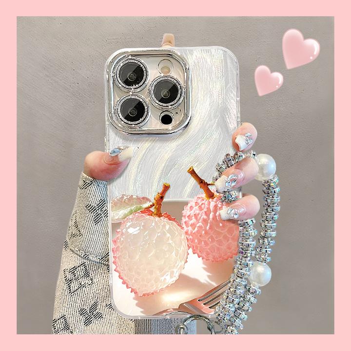 水晶荔枝适用苹果15华为vivo/oppo小米iPhone16精孔羽纱纹手机壳