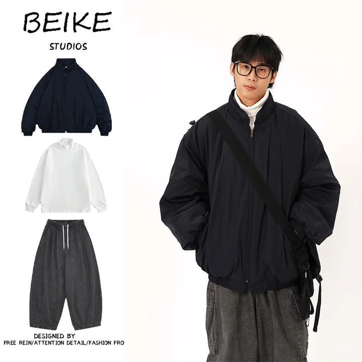 三件装/单件日系复古棉衣加厚保暖立领宽松男生冬季男生冬季穿搭