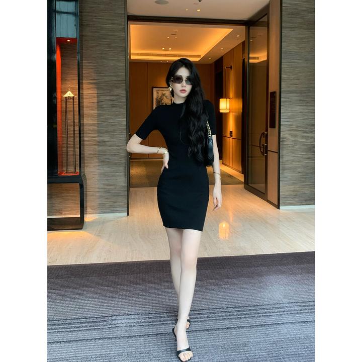 JIJINQI法式半高领连衣裙女御姐显瘦时髦气质包臀裙  JD07LMQM258